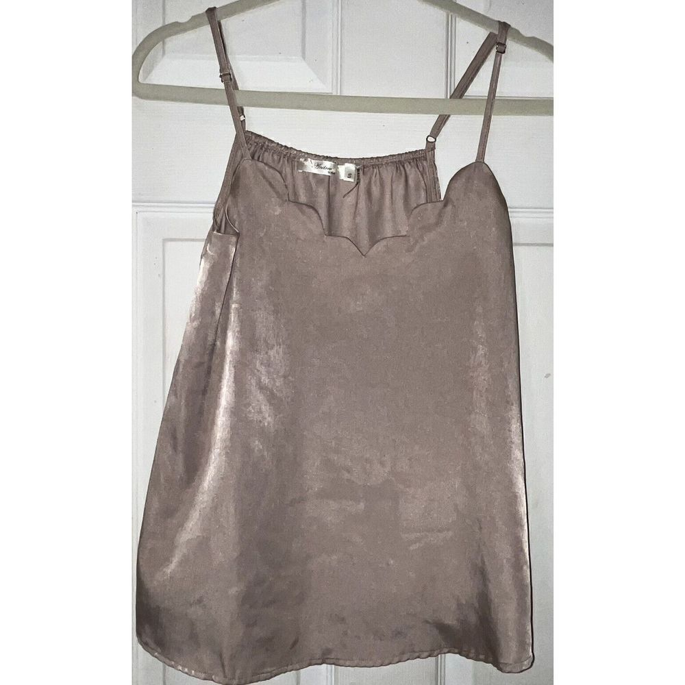 Andree by Unit Tank Wmns Sz S‎ Tan Lace Scallop Neckline Feminine Delicate